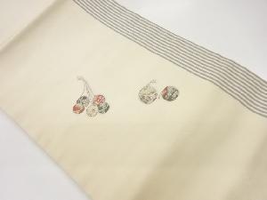 手織り紬鈴模様織出し名古屋帯